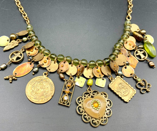 Vintage bib necklace dangle - bib,
