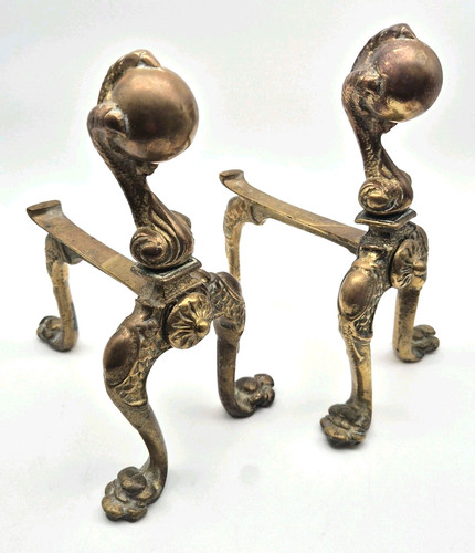 Pair antique brass - of, fire