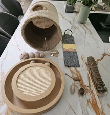 Cat Kitten Willows Wooden Scratch,  Soft Tunnel, 5 toys, Play Wand Door Pad