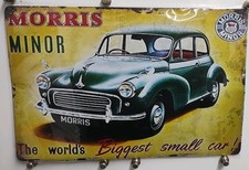 Morris Minor 1960's Tin Sign.  Garage Advertisement.  Classic.   UK Seller (bc).