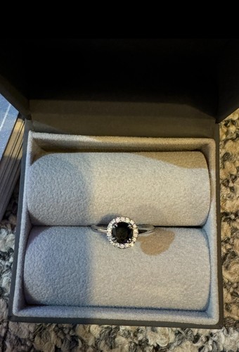 Platinum ring black diamond - ring,