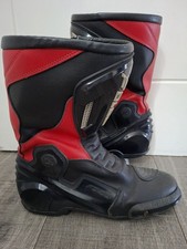 Falco Motorcycle Leather Boots UK Size 11 EU 46 High-Tex Italy Red Black Biker