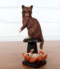 BowBrook Studios Cat with Kitten Ornament Vintage 8cm Tall Made in Scotland