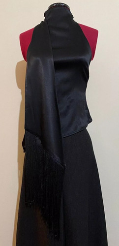 Zara black fringed - zara, satin
