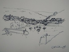 Port Isaac Cornwall drawing