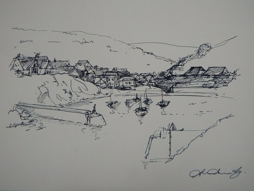 Port isaac cornwall - isaac, drawing