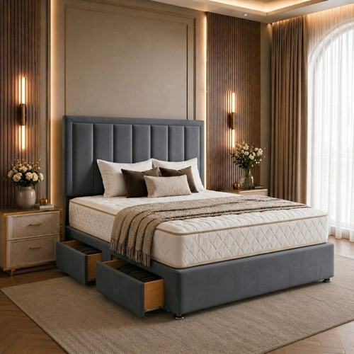 Plush divan bed set - bed, with