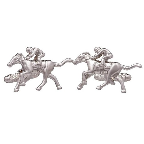 Horse rider cufflinks onyx - horse,