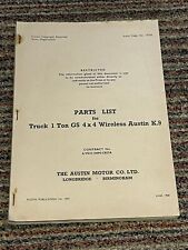 Vintage WD Austin truck 1 ton GS 4x4 Wireless K.9 parts list  june 1958