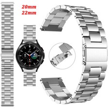 20 22mm Stainless Steel Metal Watch Band Strap Wristwatch Double Clasp Bracelet
