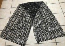 Vintage Black Lace  Floral Fabric  / Material / Remnant Wrap Shawl 65cm X 2.25m