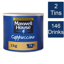 Maxwell House Cappuccino Instant Coffee Powder 2 x 1kg Tins - 146 Servings