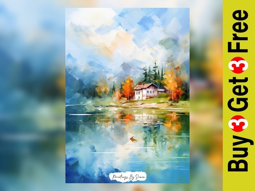 Lakeside retreat print - lakeside,