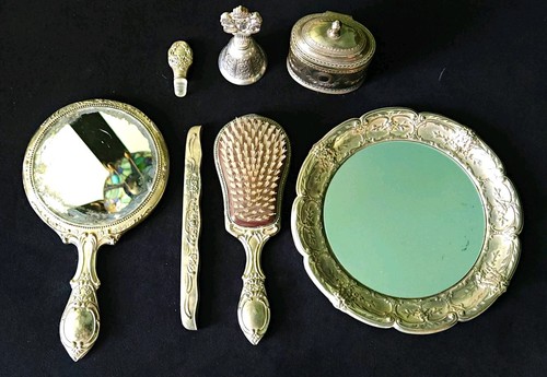 Antique silver plated vanity - antique,