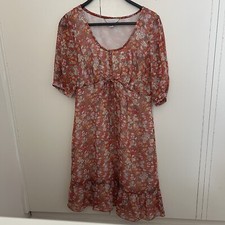 Bravissimo Pepperberry Red Floral Summer Dress UK 8 CV Curvy Flattering Feminine