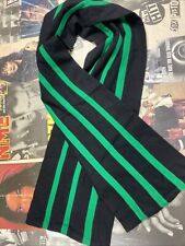 Vintage Wool Striped College University Scarf Mod Scooter Black Green