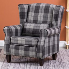 Check Armchair Wing Back