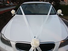 Ivory wedding car decoration - wedding,