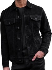 Men's Black Suede Leather