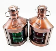Set of 2 Port Lantern Oil Lamps in Red & Green Color Boat Light Halloween Décor