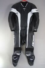 BERIK 2 PIECE BLACK & WHITE LEATHER BIKER SUIT + CE ARMOUR & KNEE SLIDERS 40 IN