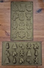 Set  Of 2 Trays Reusable Silicone Christmas Chocolate Biscuit Cake Baking Moulds