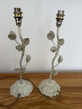 Laura Ashley Pair Of Beautiful Lamps Metal Ornate Flower Vintage Shabby Chic