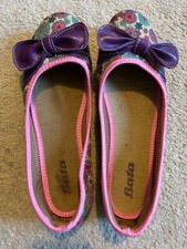 Women's flats size 4 shoes purple with bow - BATA - Italian designer ballerina