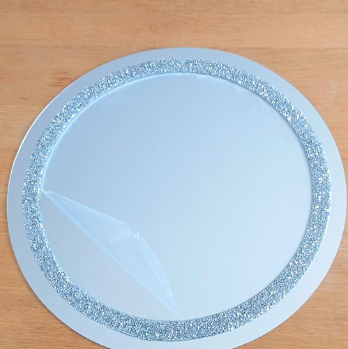 Round 40cm wall mirror - round, silver