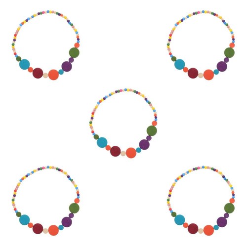 Colorful wooden beads necklace - colorful,