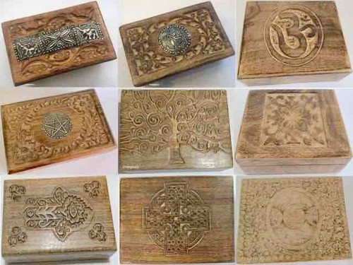 Hand carved wooden - hand, box