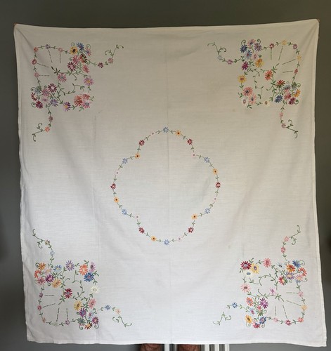 Tablecloth hand embroidered - tablecloth,