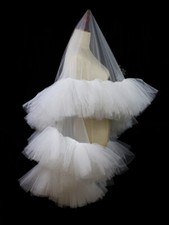 Bridal Veil Two Layers Fluffy Soft Tulle Veils Without Comb Multi Layer Ruffled