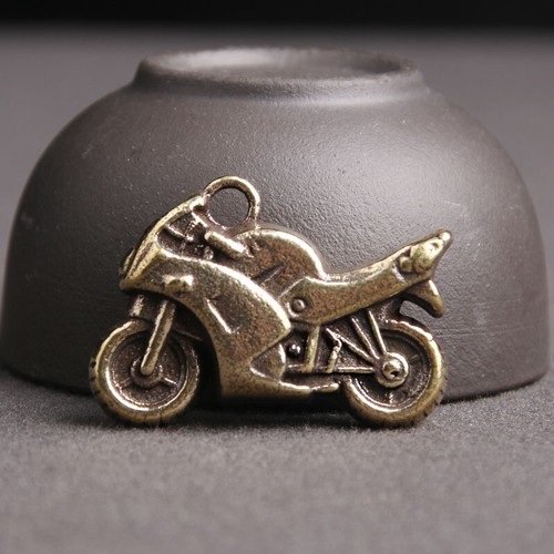 Brass motorcycle keychain - brass,