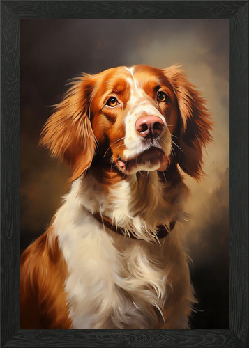 Brittany spaniel framed wall - brittany,