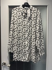 Ladies Matalan Floral Black And White Shirt Long Sleeve Size 18 BNWT