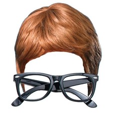 Mens Austin Powers Costume Brown Wig Groovy 60's Fancy Dress Gigolo Swinging Set