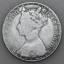 1885 VICTORIA SILVER GOTHIC FLORIN, BRITISH TWO SHILLINGS, aF/F
