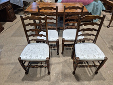 STUNNINGLY RESTORED 4 SOLID OAK LADDER BACK DINING CHAIRS