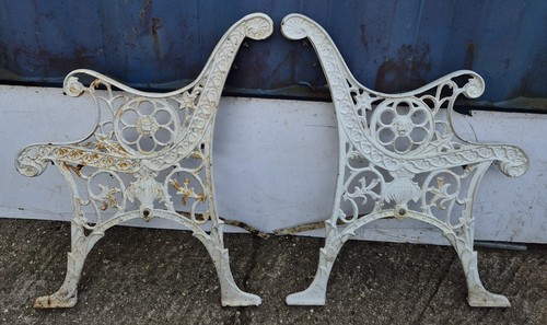 Cast iron pair bench ends - bench,