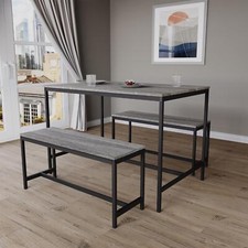 SALE 4 Seater Home Dining Table With Bench Set Grey