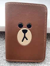 Line Friends Brown Leather Passport Holder