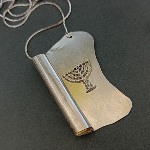 Jewish menorah scroll necklace - scroll,