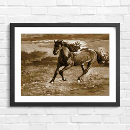 Blue running horse fantasy - blue,