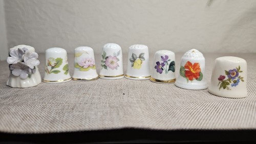 Vintage floral thimbles - vintage,
