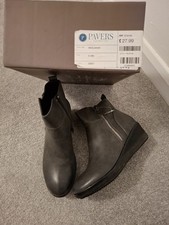 Pavers Ankle Boots Size 5 Grey Wedge Heel BNIB