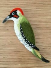 Large Bird Brooch Green Wool Needle Felted Handcrafted Jewellery Gift Idea