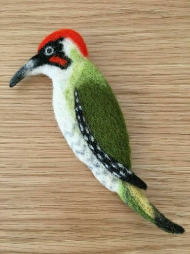 Large bird brooch - brooch, wool