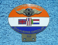 VINTAGE 1980s SOUTH AFRICAN MORGAN OWNERS GROUP CAR BADGE ~V8+4/AERO EMBLEM RARE