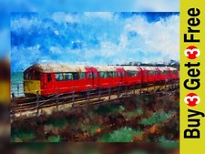 Red train, Isle of Wight.  Oil